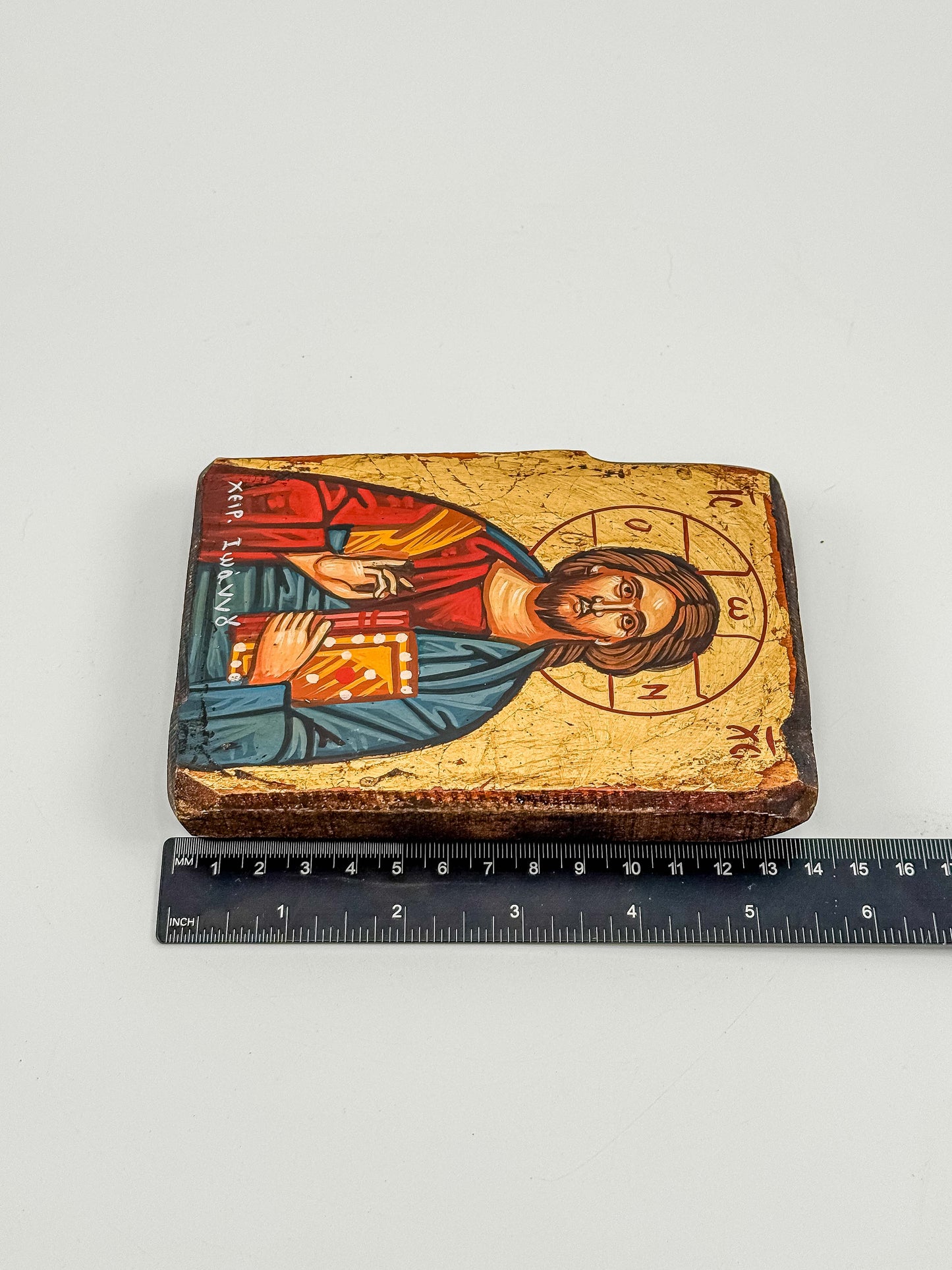 Hand-Painted Byzantine Icon Christ Pantocrator – Gold Leaf Tempera on Wood Greece