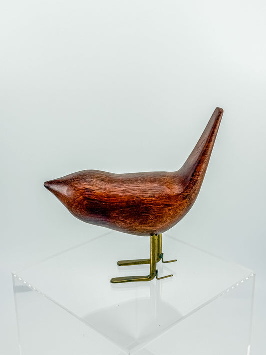 Vintage Hand-Carved Teak Bird Figurine | Mid-Century Modern | Jacob Hermann Style