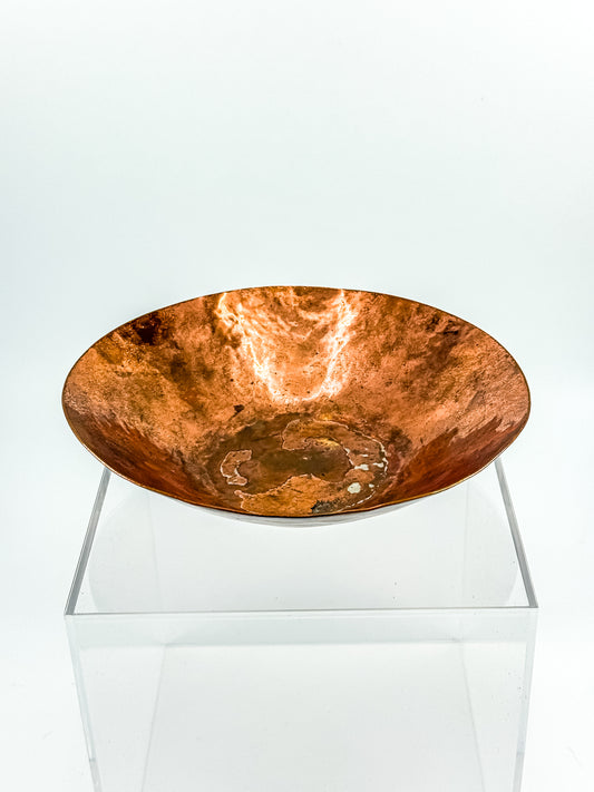 Vintage Handmade Copper Bowl | Hand-Hammered Patina | Arts & Crafts Folk Art Decor
