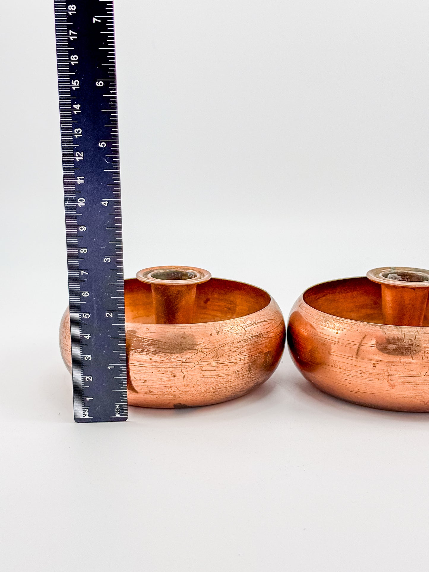 Vintage Coppercraft Guild Copper Candlestick Holders, Sold as a Pair with Natural Patina, Vintage Mid-Century