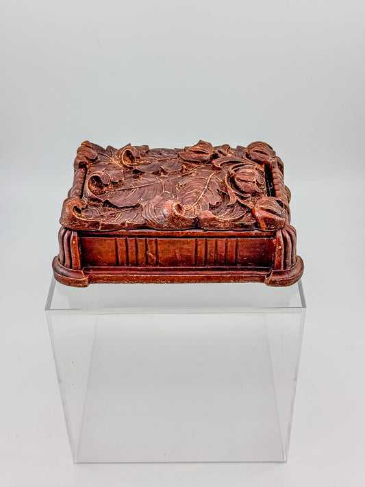 Vintage Syroco Floral Paisley Cigarette Box with Lid, 1940s Decor