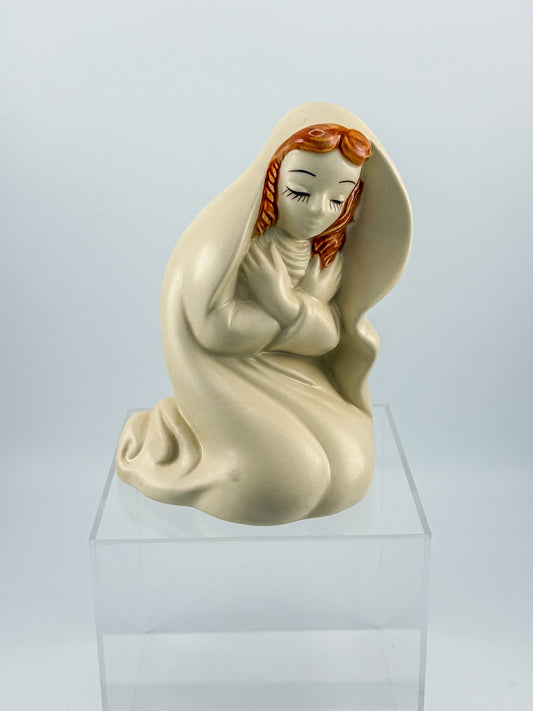 Vintage Hull USA #25 Madonna Virgin Mary Ceramic Planter in Ivory Matte Glaze, 1940s–50s