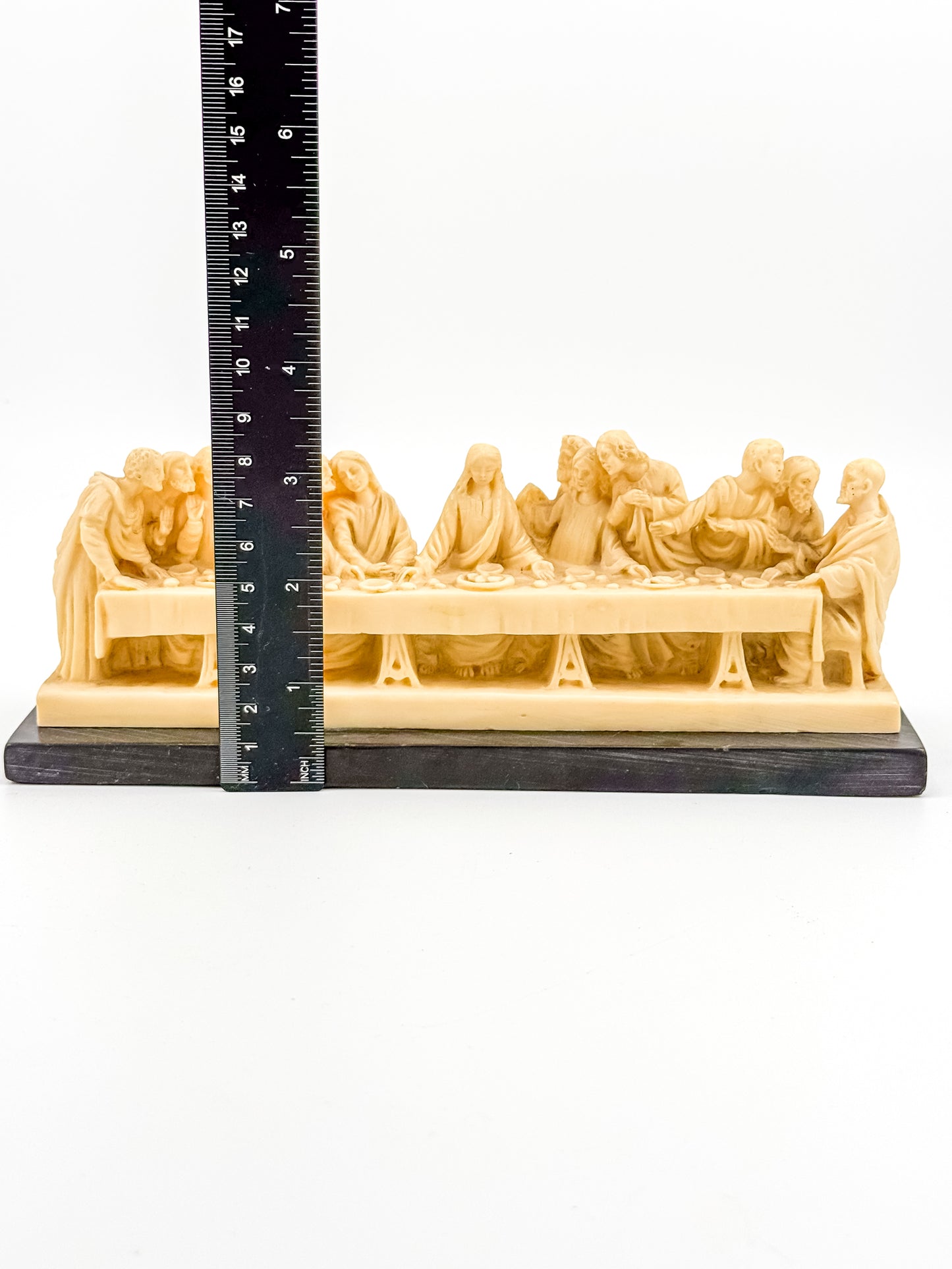 Vintage A. Santini Signed Italian Resin Last Supper Sculpture on Marble Base