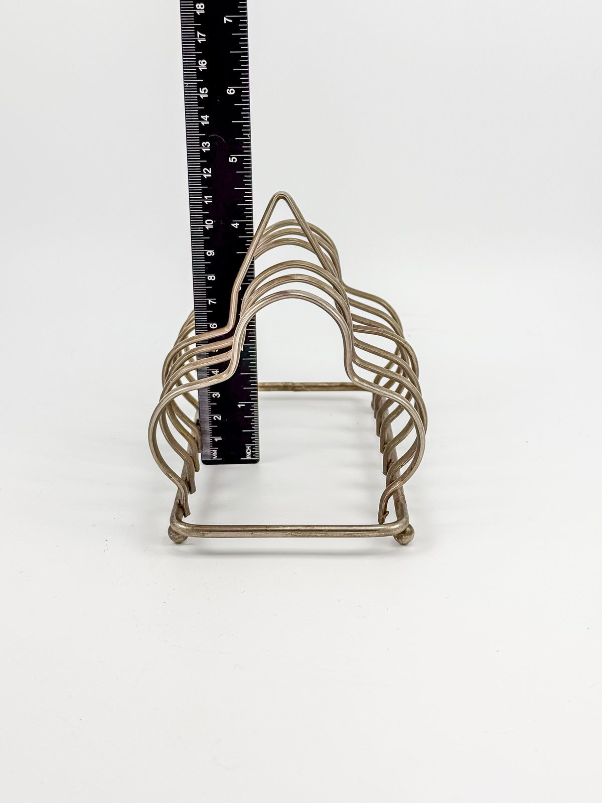 Vintage Art Deco English Silver-Plated Toast Rack with Wavy Dividers and Ball Feet, Letter Holder
