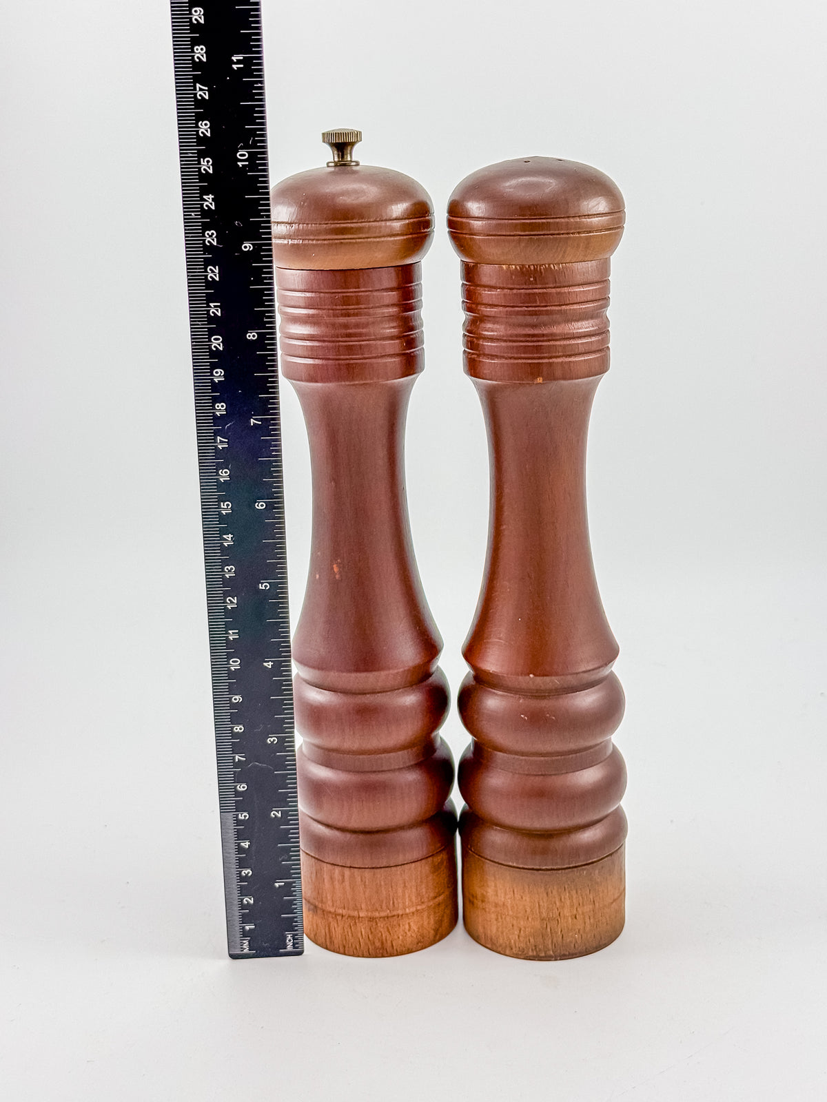 Vintage Nasco Master Pieces in Wood Turned Pepper Mill and Salt Shaker Set, Made in Japan