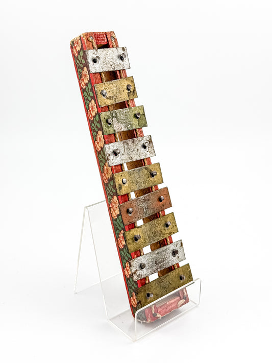 Vintage Miniature Xylophone — Floral Folk Instrument