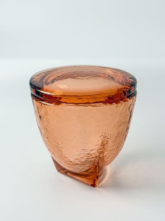 Vintage Fire & Light Footed Jar with Lid - Copper