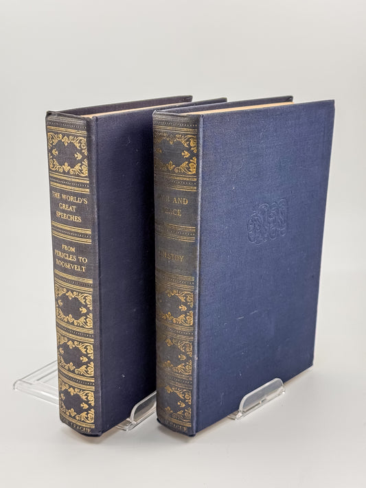 Vintage Book League of America Matched Set — War and Peace & The World's Great Speeches