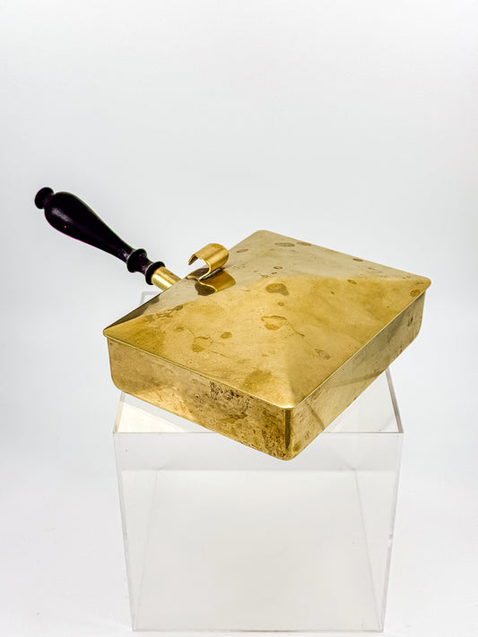 Vintage Unionair USA Brass Silent Butler — Pyramid Lid, Ebonized Wood Handle