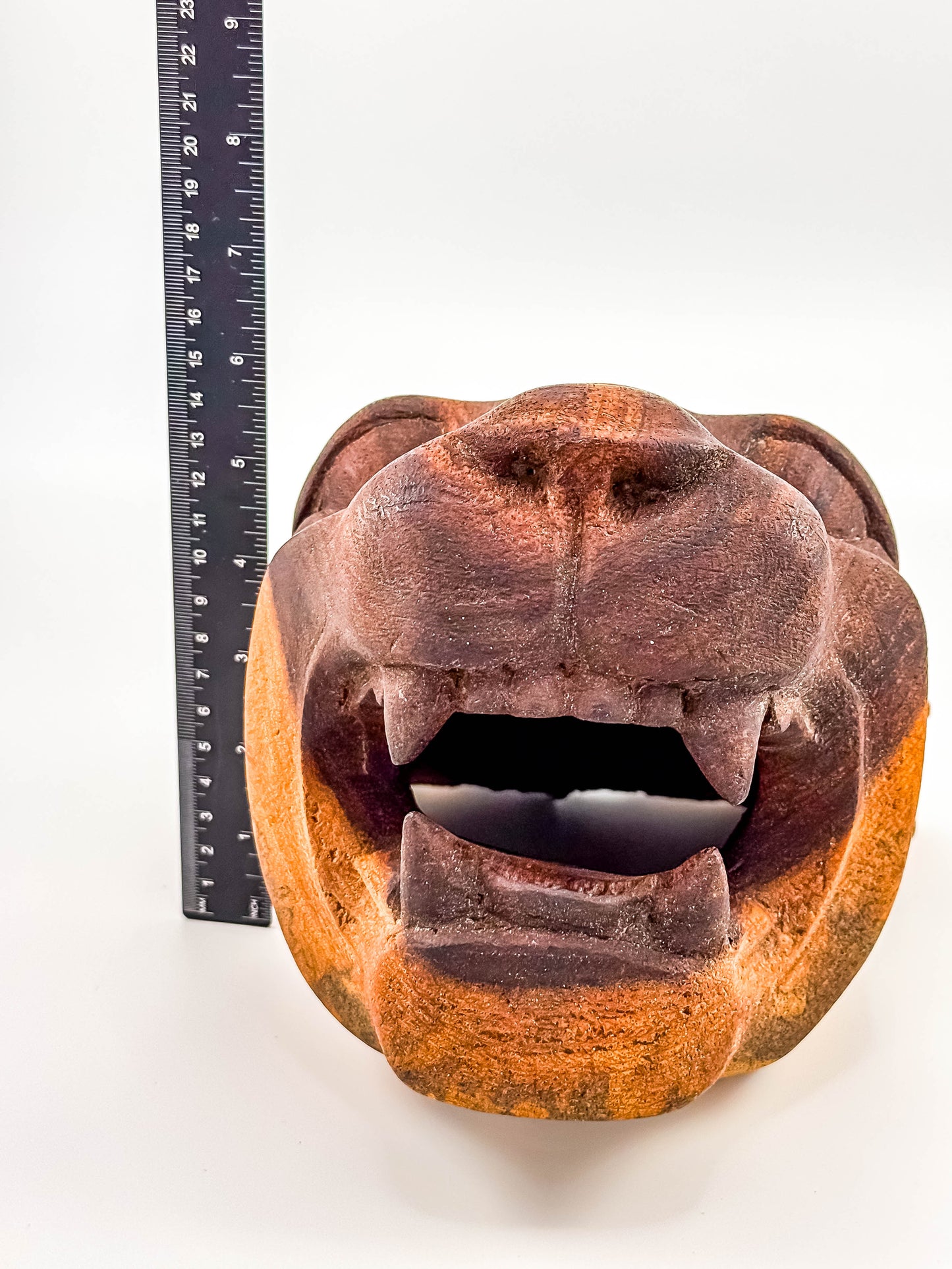 Vintage Hand-Carved Wooden Jaguar Head