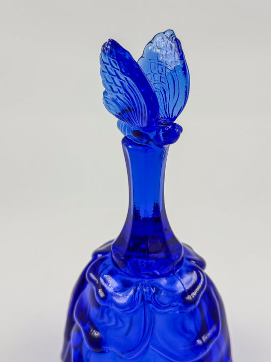 Vintage Fenton Glass Cobalt Blue Butterfly Bell