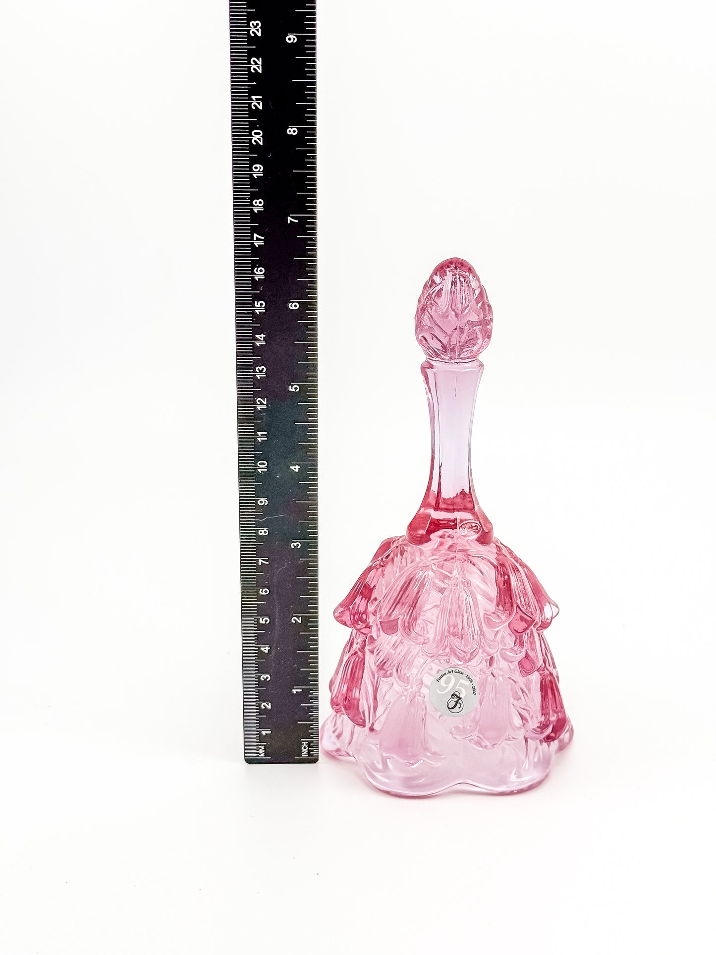 Fenton Art Glass Temple Bell – Dusty Rose Lily of the Valley