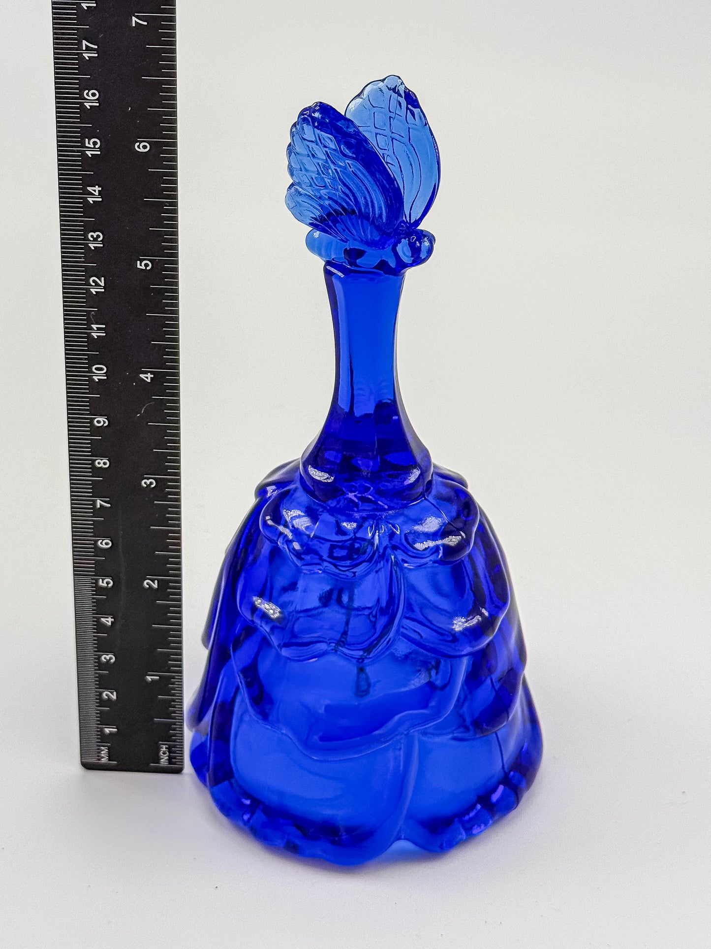 Vintage Fenton Glass Cobalt Blue Butterfly Bell