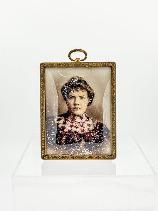 Antique Brass Miniature Photo Frame – Victorian Portrait, Easel & Hanging