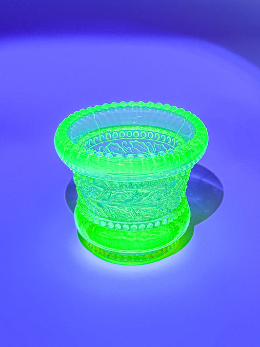 Vintage Joe St Claire Uranium Vaseline Glass Toothpick Matchstick Holder