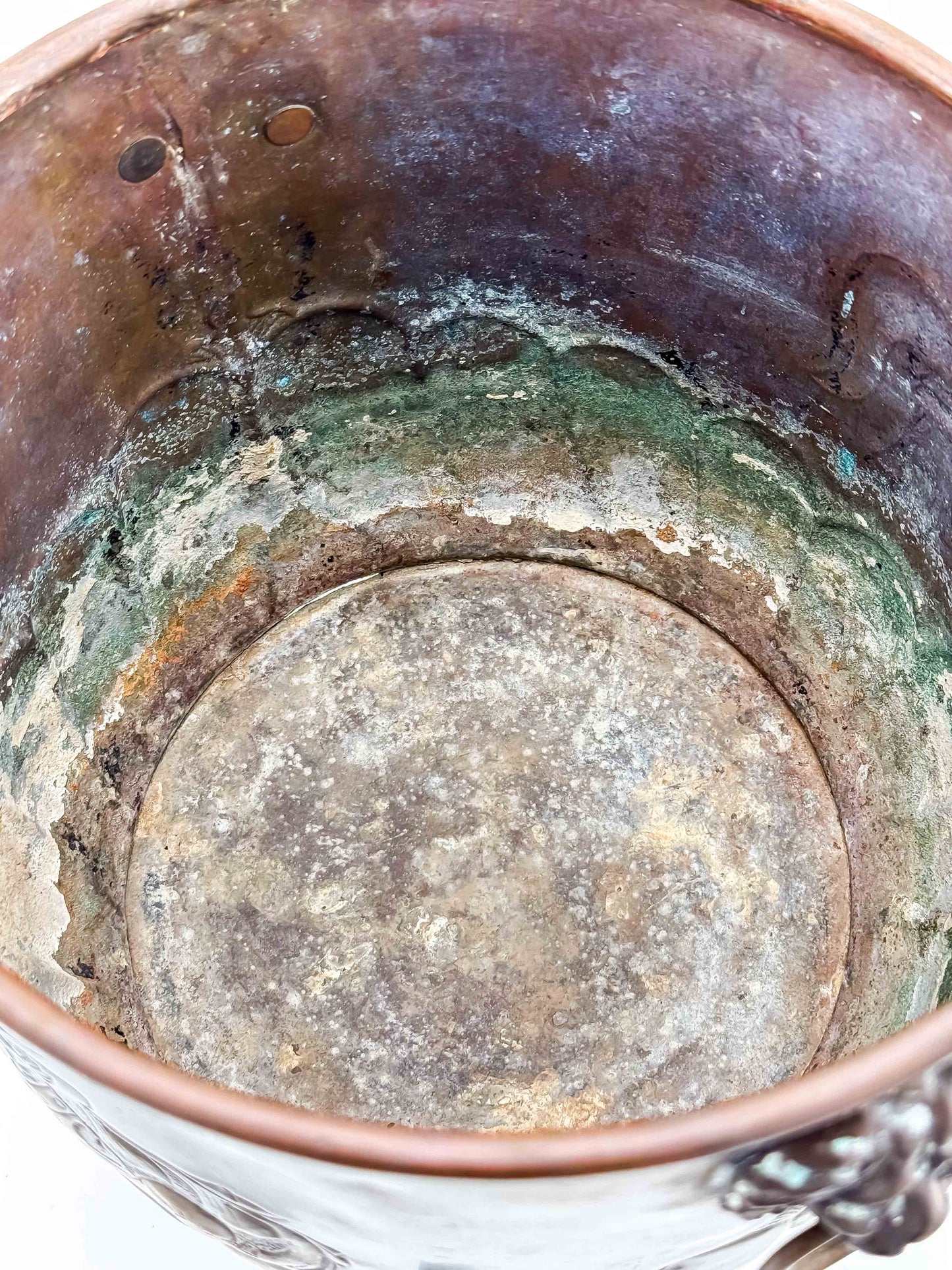 Antique Brass Footed Jardinière with Lion Handles