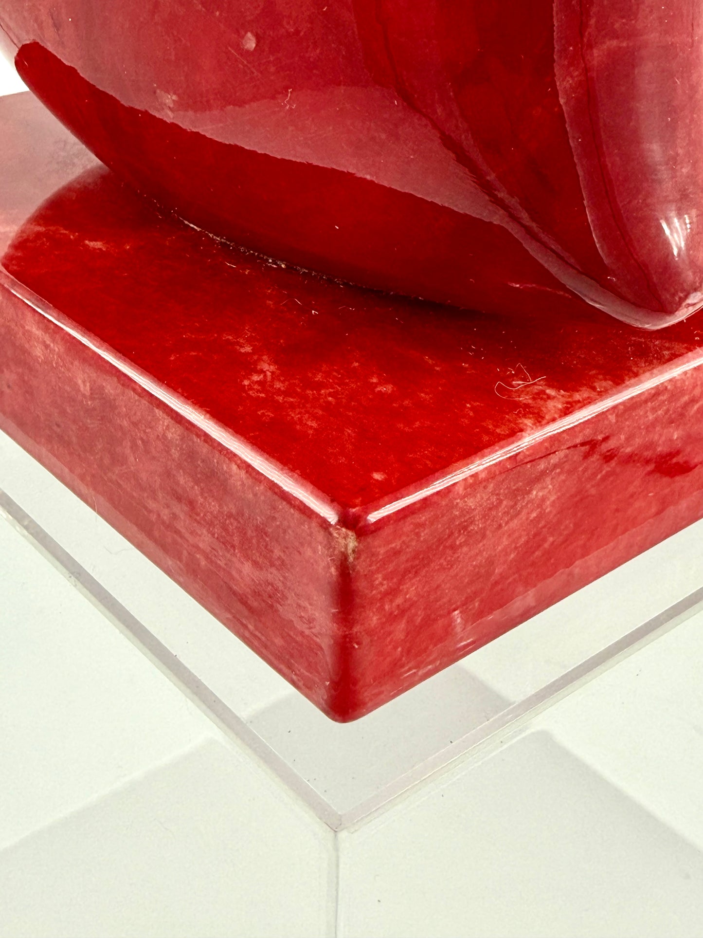 Vintage Hand-Carved Red Alabaster Heart Bookends by Ducceschi, Volterra Italy — Genuine Stone, Sold as a Pair