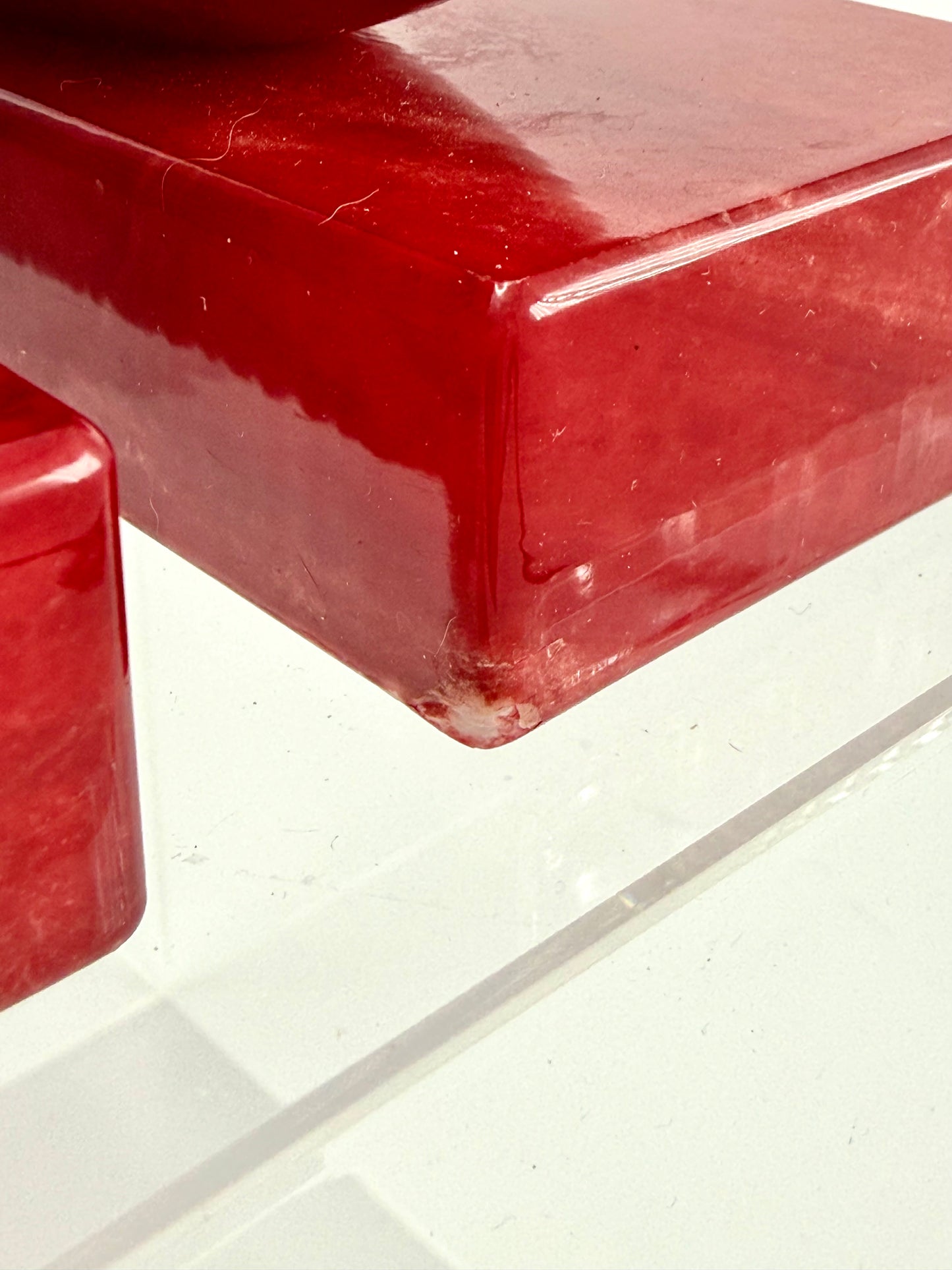 Vintage Hand-Carved Red Alabaster Heart Bookends by Ducceschi, Volterra Italy — Genuine Stone, Sold as a Pair