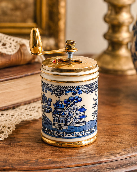 Vintage Blue Willow Porcelain Pepper Mill by George S. Thompson Corporation