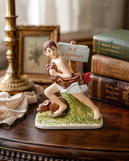 Norman Rockwell "No Swimming" Porcelain Figurine by Dave Grossman Creations, 1990 Saturday Evening Post Limited Edition