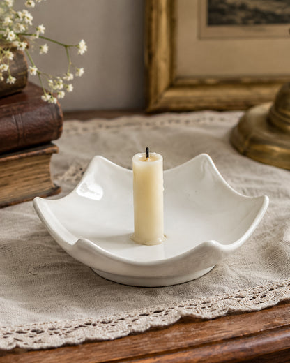 Royal Haeger Mid Century Modern Ceramic Candle Holder with Star-Shaped Scalloped Rim