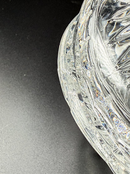 Vintage Bohemian Czech Hand-Cut Crystal Footed Lidded Candy Dish, Pinwheel and Fan, Flea Bite Chip