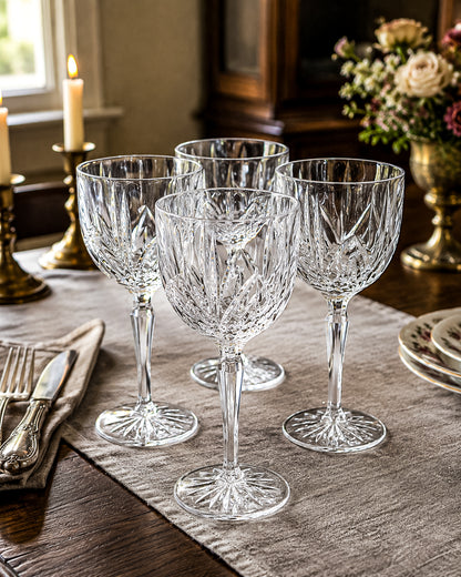 Marquis by Waterford Brookside Crystal Wine or Water Goblets, Set of 4, Signed