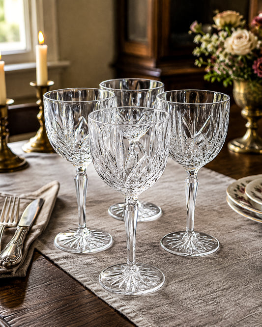 Marquis by Waterford Brookside Crystal Wine or Water Goblets, Set of 4, Signed