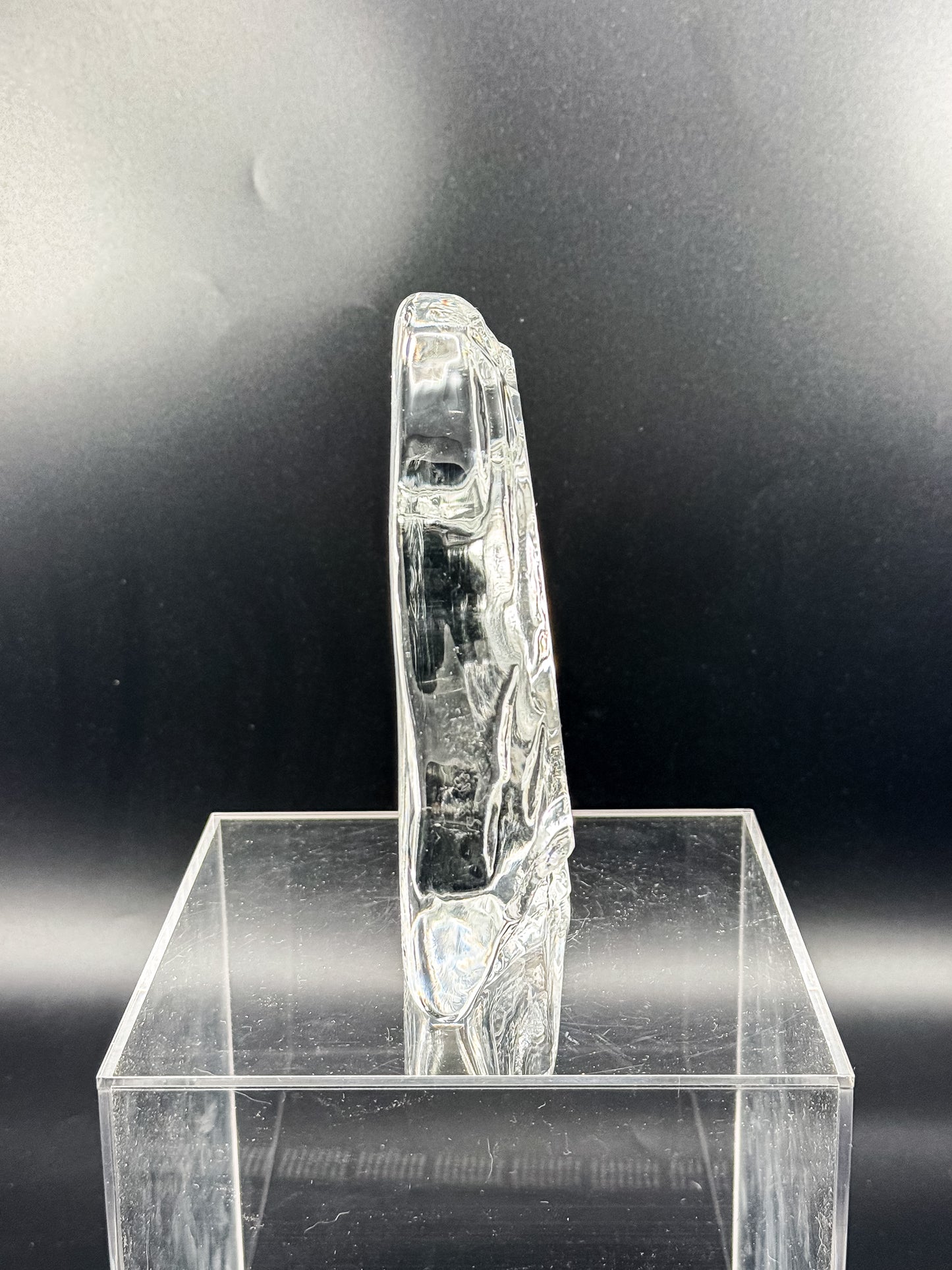 Vintage Lead Crystal Praying Hands Paperweight Sculpture with Free-Form Natural Edge