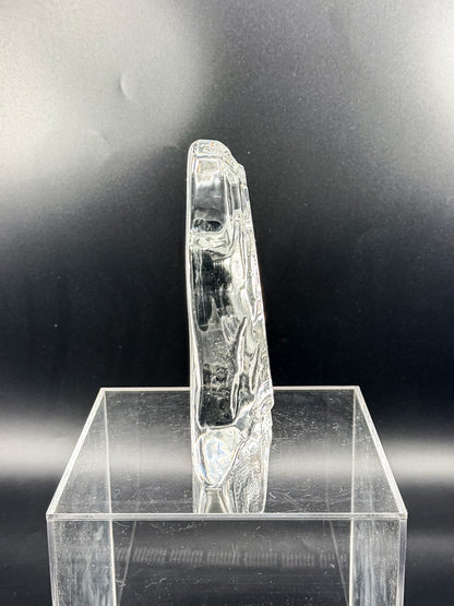 Vintage Lead Crystal Praying Hands Paperweight Sculpture with Free-Form Natural Edge