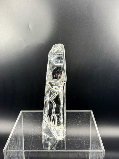 Vintage Lead Crystal Praying Hands Paperweight Sculpture with Free-Form Natural Edge