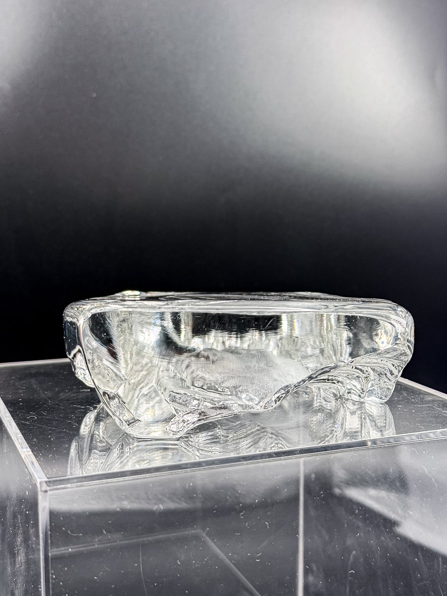 Vintage Lead Crystal Praying Hands Paperweight Sculpture with Free-Form Natural Edge
