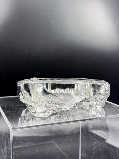 Vintage Lead Crystal Praying Hands Paperweight Sculpture with Free-Form Natural Edge