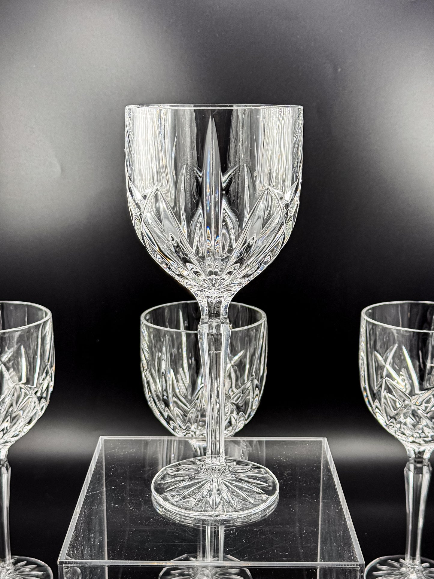 Marquis by Waterford Brookside Crystal Wine or Water Goblets, Set of 4, Signed