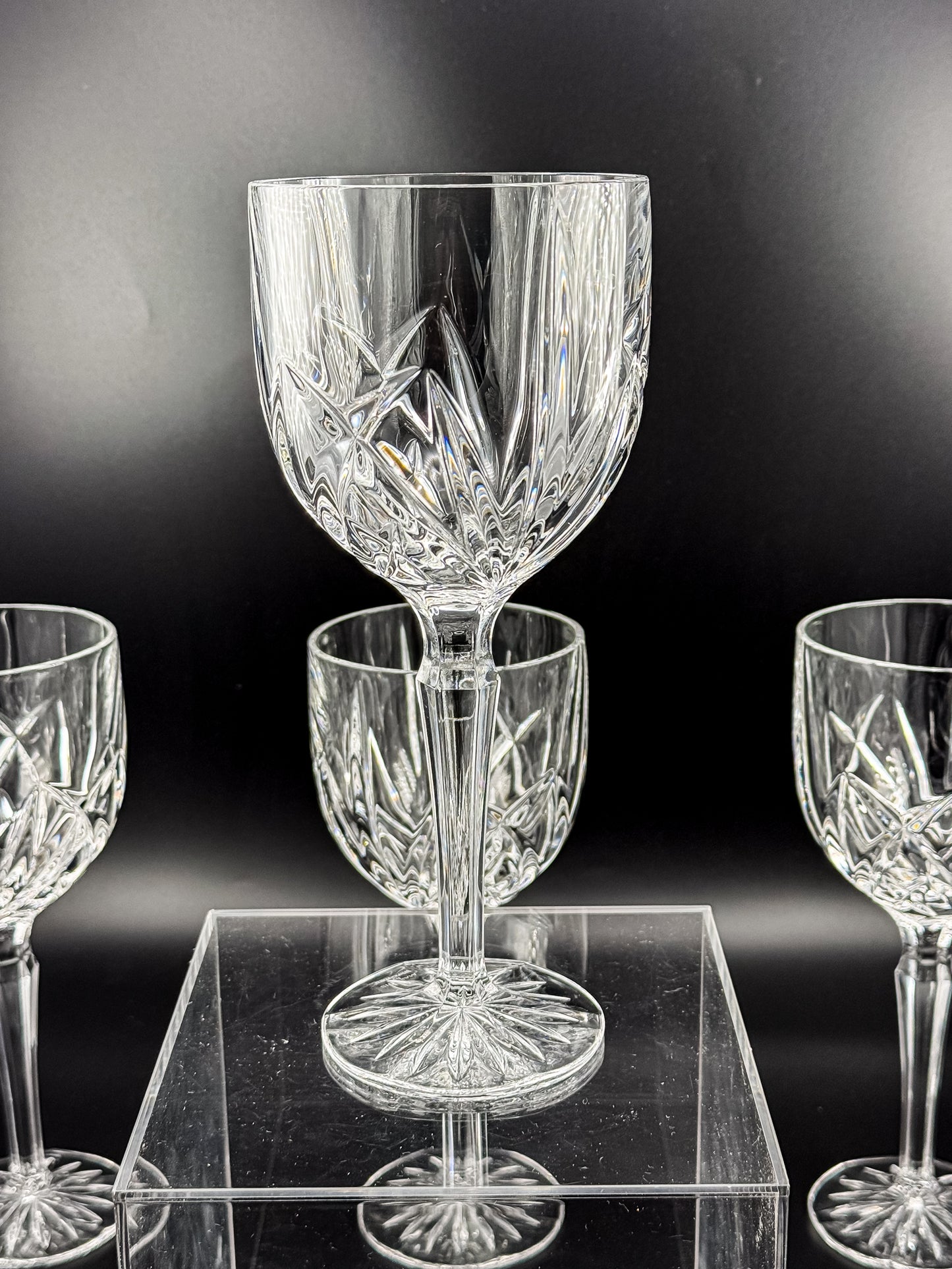 Marquis by Waterford Brookside Crystal Wine or Water Goblets, Set of 4, Signed