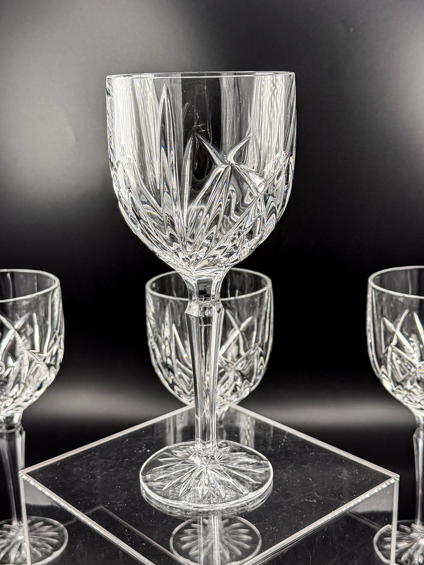 Marquis by Waterford Brookside Crystal Wine or Water Goblets, Set of 4, Signed