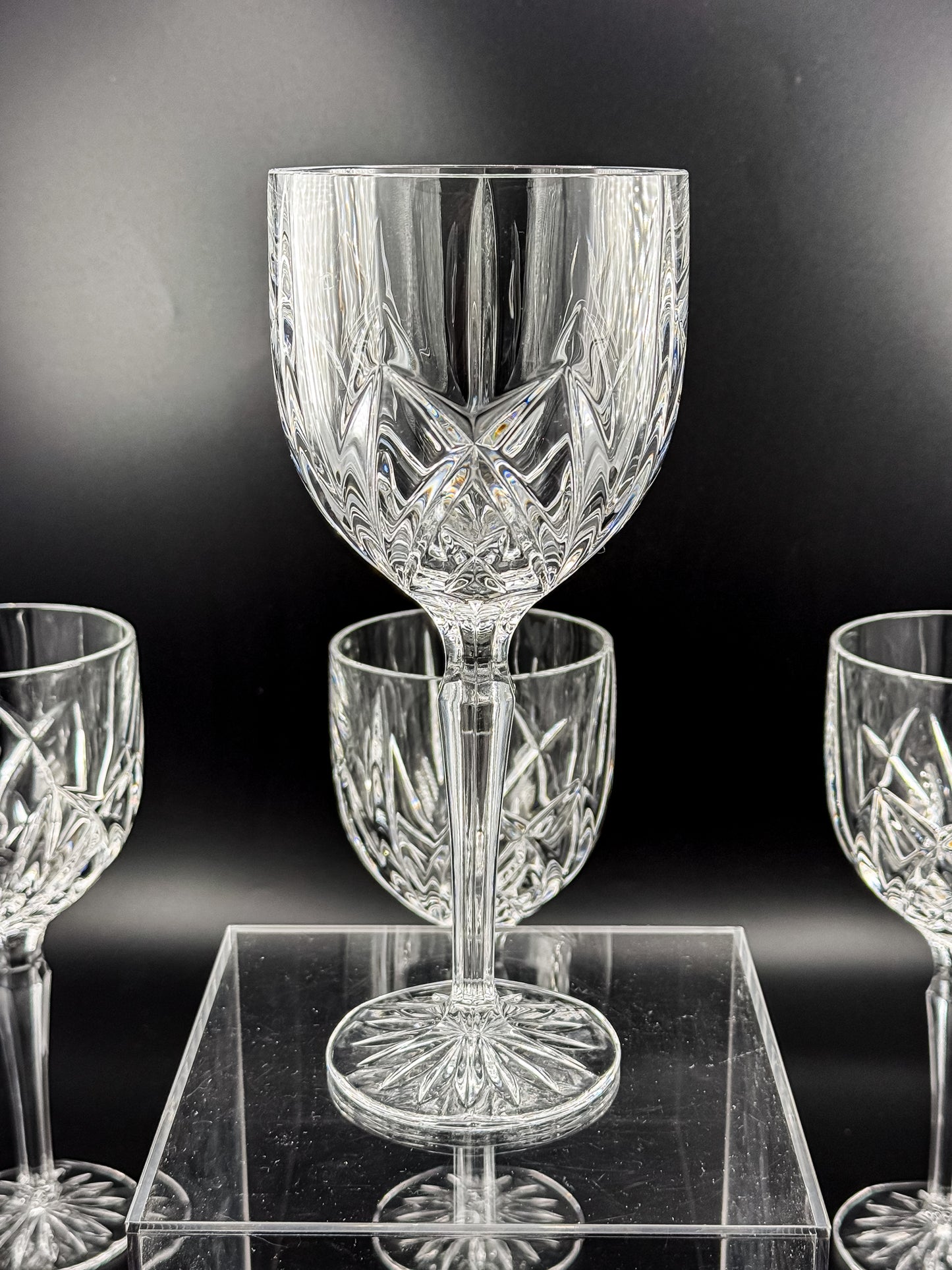 Marquis by Waterford Brookside Crystal Wine or Water Goblets, Set of 4, Signed