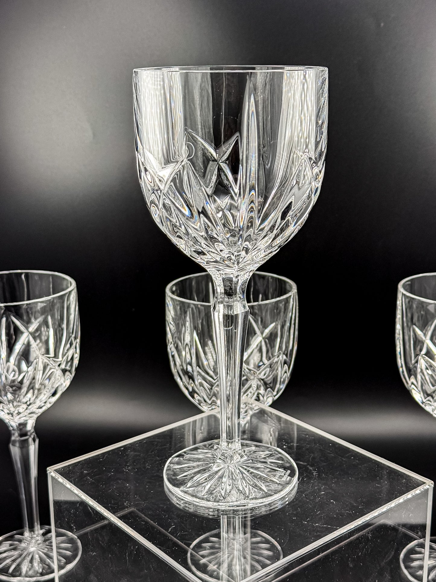 Marquis by Waterford Brookside Crystal Wine or Water Goblets, Set of 4, Signed