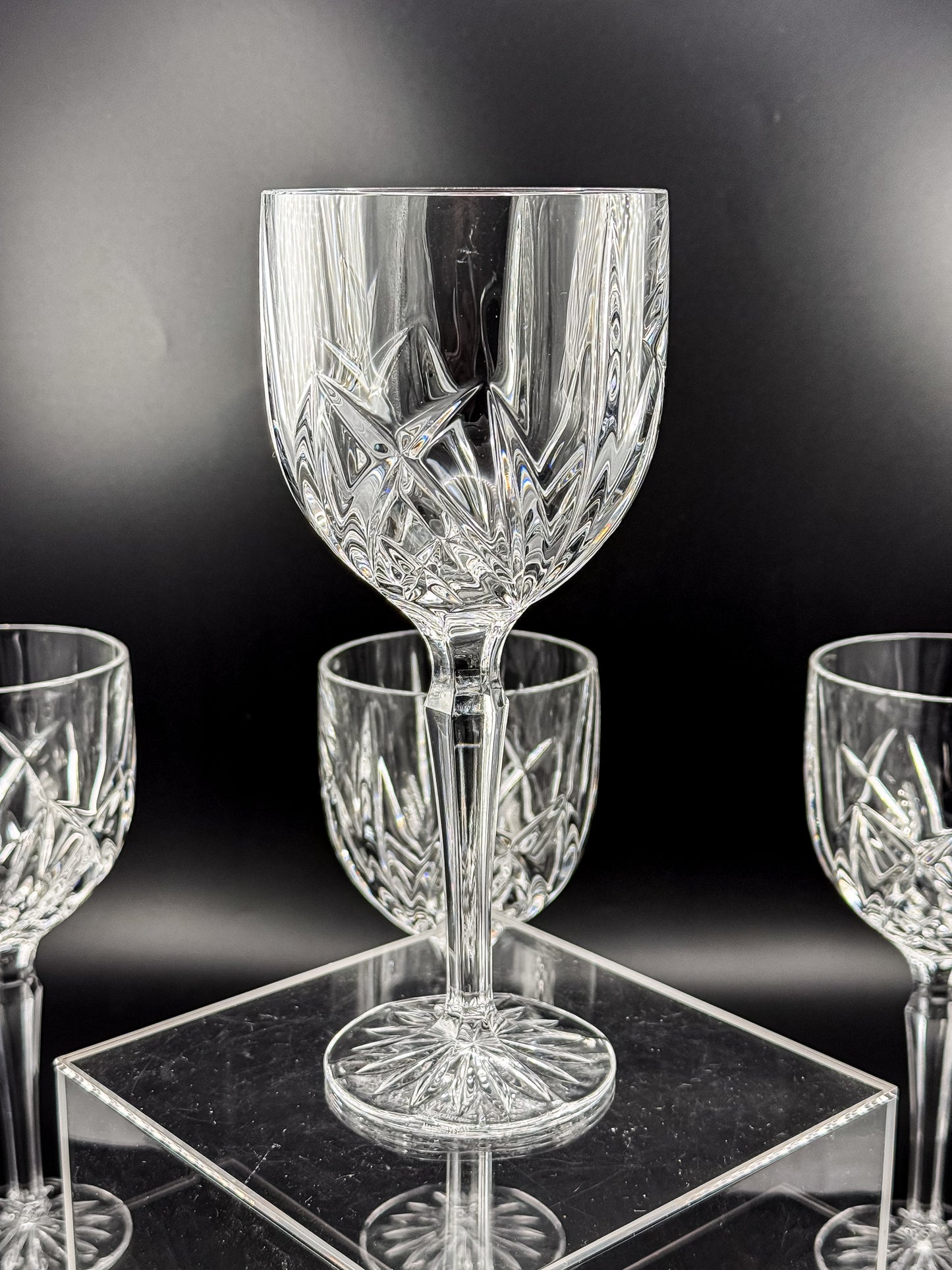 Marquis by Waterford Brookside Crystal Wine or Water Goblets, Set of 4, Signed