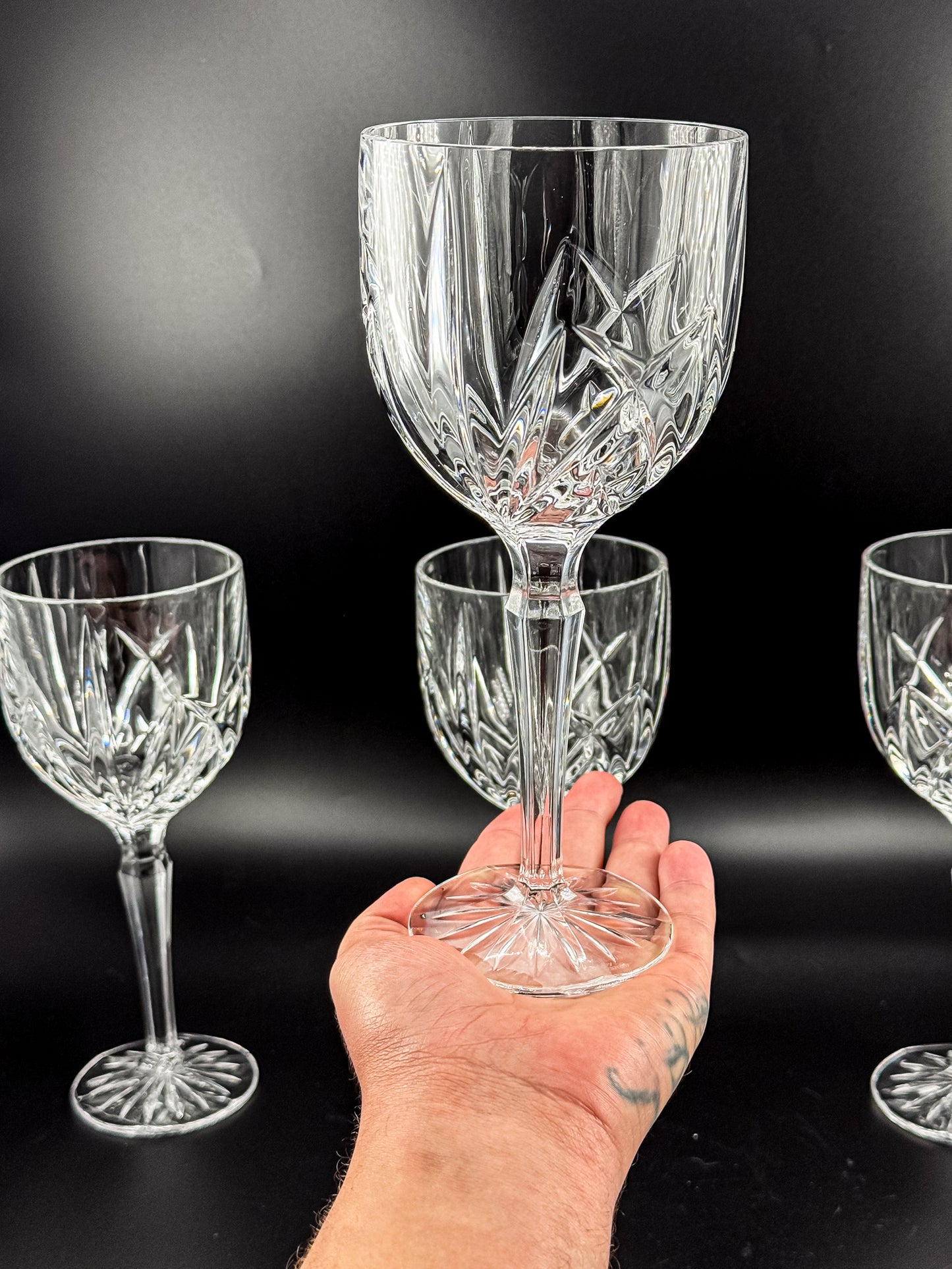 Marquis by Waterford Brookside Crystal Wine or Water Goblets, Set of 4, Signed