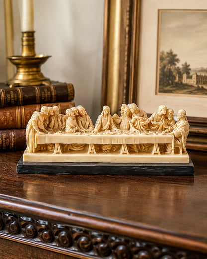Vintage A. Santini Signed Italian Resin Last Supper Sculpture on Marble Base