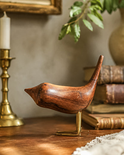 Vintage Hand-Carved Teak Bird Figurine | Mid-Century Modern | Jacob Hermann Style