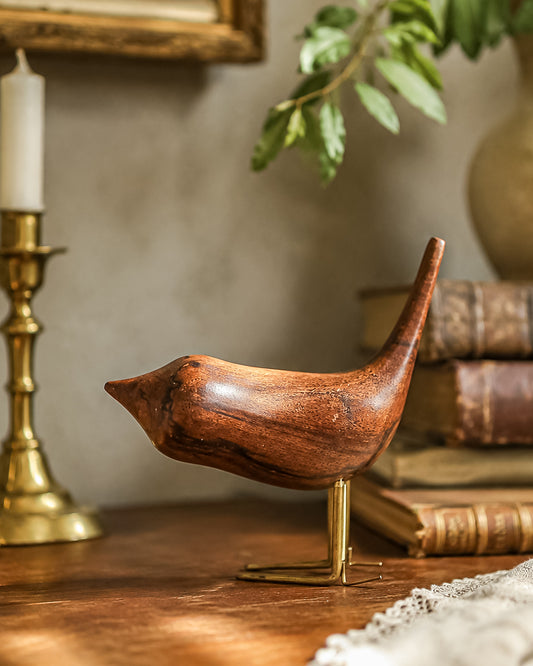 Vintage Hand-Carved Teak Bird Figurine | Mid-Century Modern | Jacob Hermann Style
