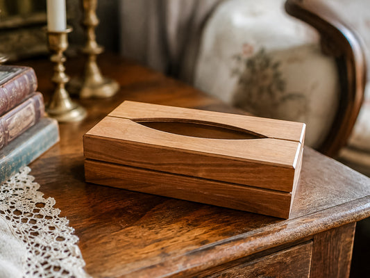 Vintage Mid-Century Modern Wood Tissue Box Cover | Walnut Finish | 1960s