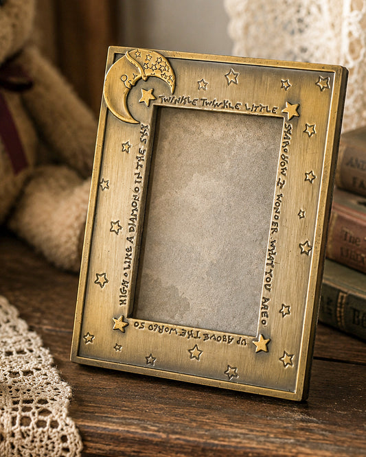 Brass Celestial Photo Frame — Twinkle Twinkle Little Star Moon & Stars