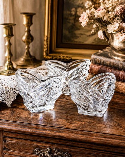 Mikasa Crystal Votive Candle Holders | Set of 3 | Art Deco Chevron Cut | Heavy Crystal