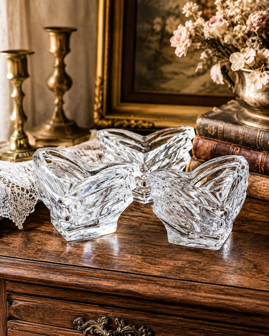 Mikasa Crystal Votive Candle Holders | Set of 3 | Art Deco Chevron Cut | Heavy Crystal