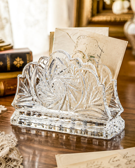 Zajecar Lead Crystal Napkin Holder | Etched Star of David | Vintage Jewish Judaica Crystal Decor