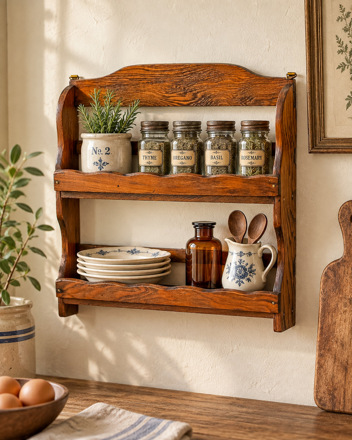 Vintage Wooden Spice Rack