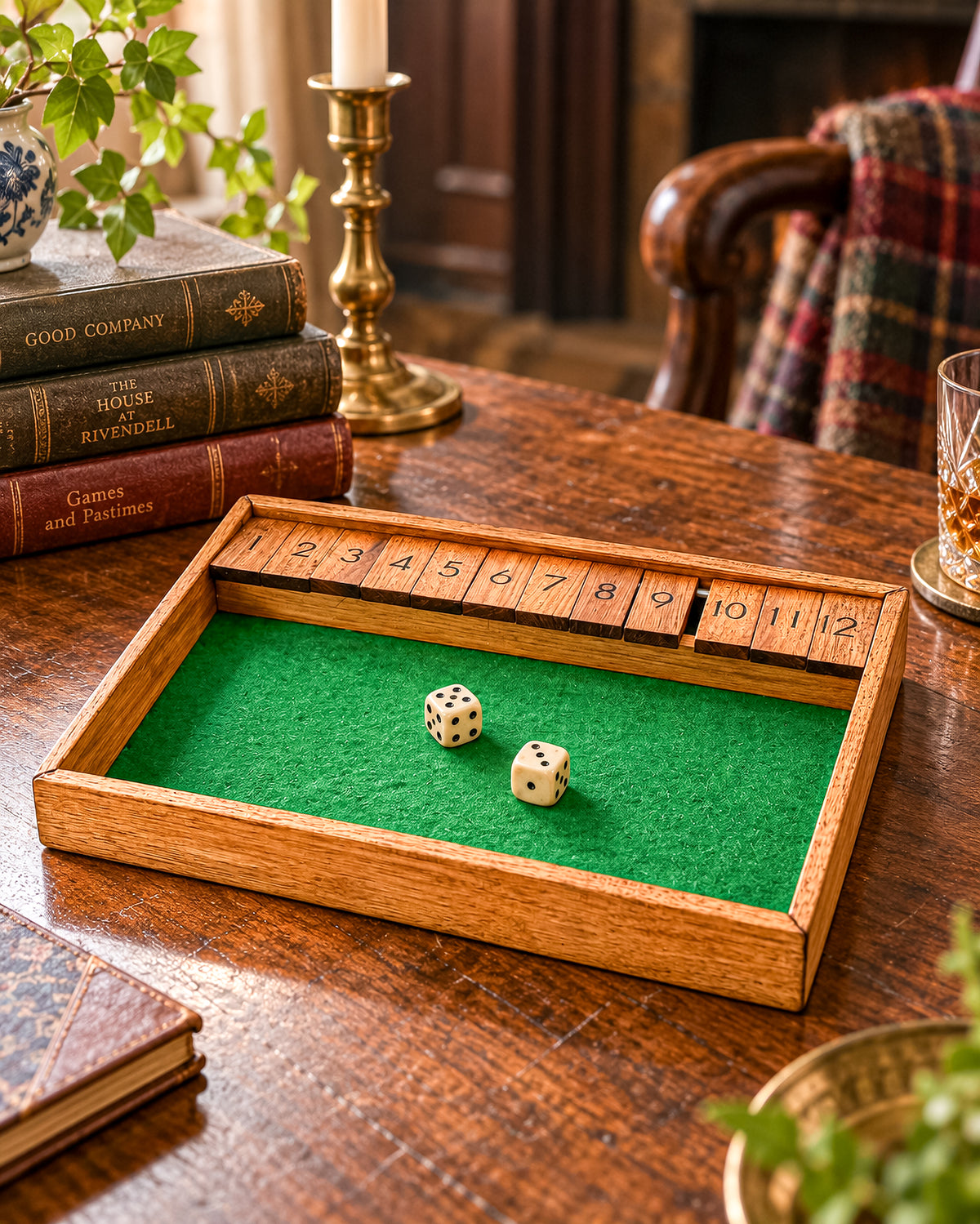 Vintage Nimble Numbers Shut the Box Wooden Dice Game - University of Wisconsin-Stout